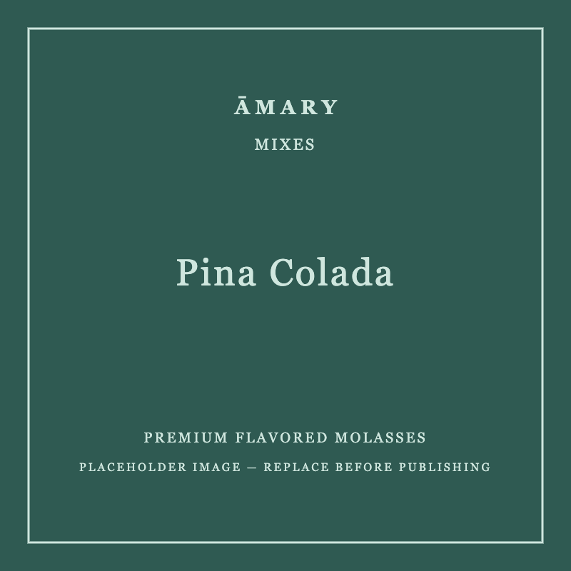 ĀMARY Pina Colada flavored molasses packaging